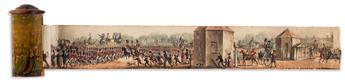 (COACHING and HORSEMANSHIP.) Finely hand-colored aquatint strip panorama.